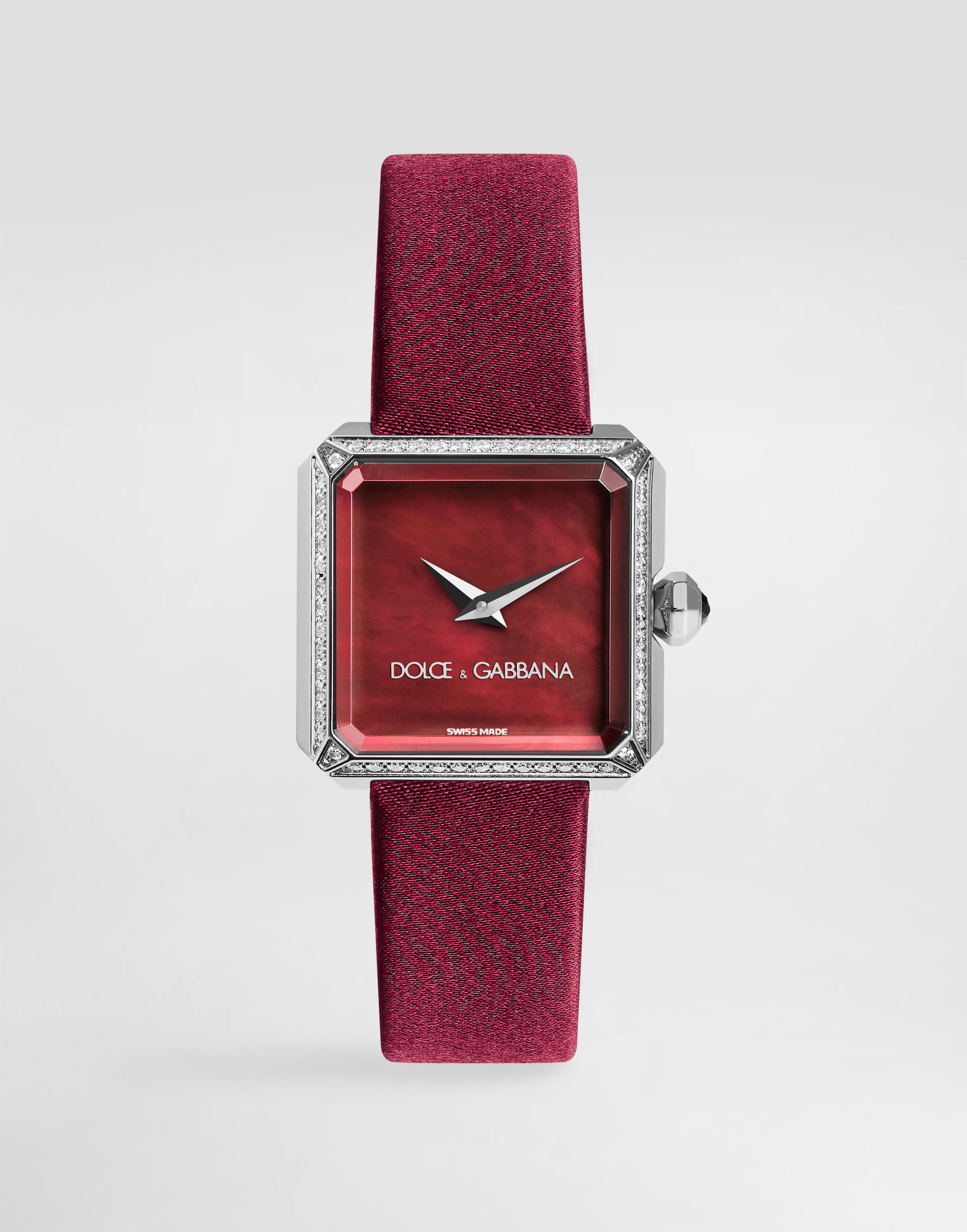 ワインレッドのウィメンズ Sofia steel watch with colorless diamonds