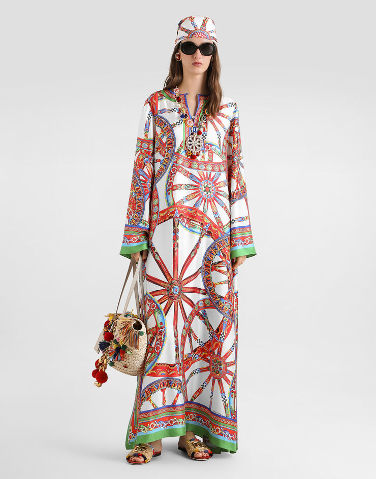 Dolce & Gabbana Carretto-print twill kaftan dress Dolce & Gabbana Carretto-print twill kaftan dress Multicolor F6YD7TGDDTI