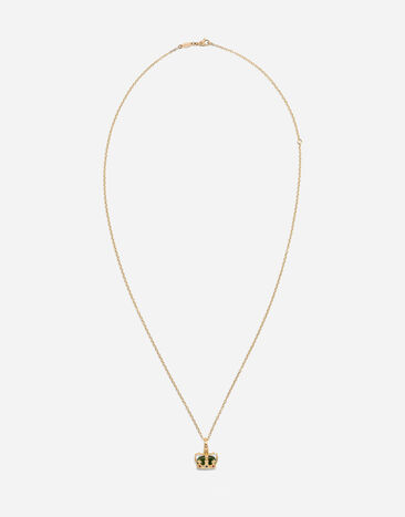 Dolce & Gabbana Anhänger Crown mit krone und grünem jadestein GOLD WAKK1GWNFG1