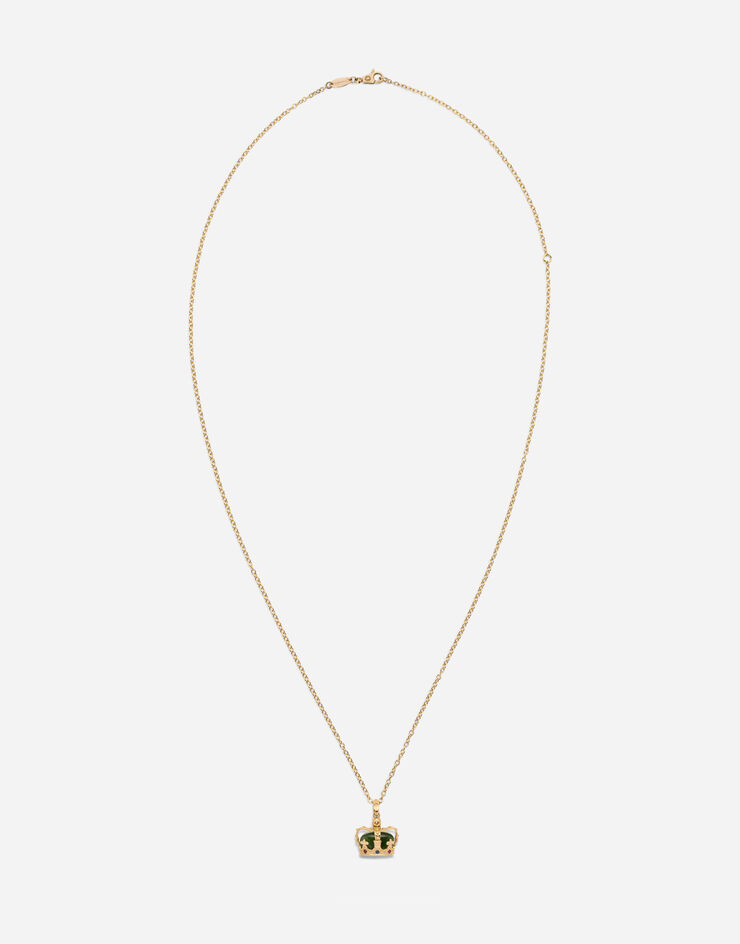 Dolce & Gabbana Colgante Crown con corona y jade verde Dorado WAKK1GWNFG1