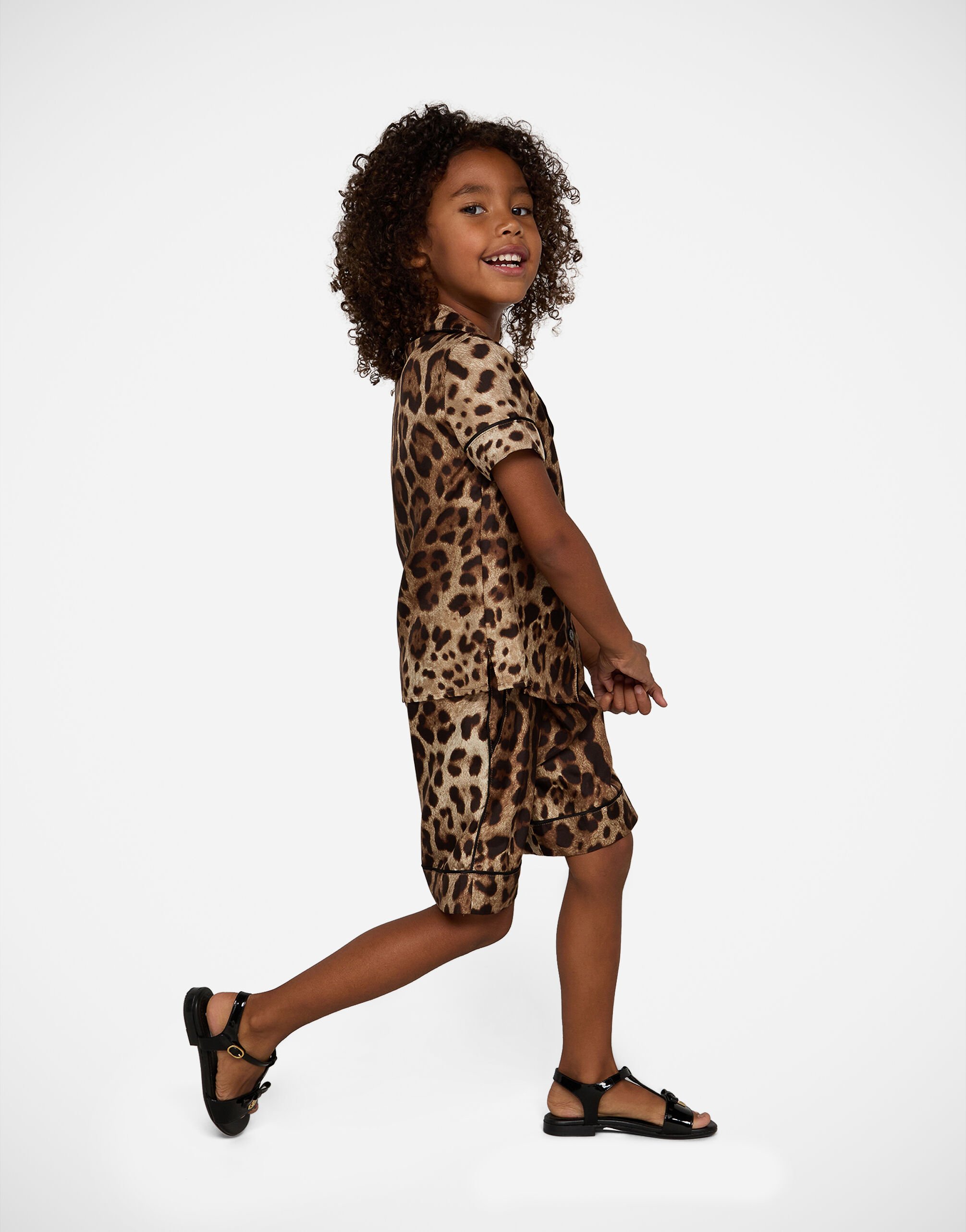 Patent leather sandals with DG logo in Black for Girls