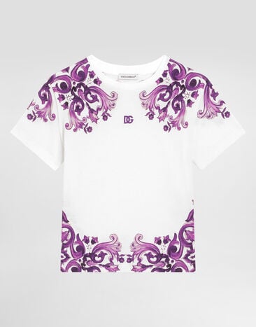 Dolce & Gabbana Majolica-print short-sleeved jersey t-shirt Multicolor L5JTNKII7H3
