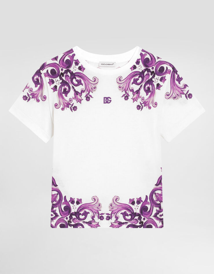 Dolce & Gabbana Majolica-print short-sleeved jersey t-shirt Multicolor L5JTNKII7H3