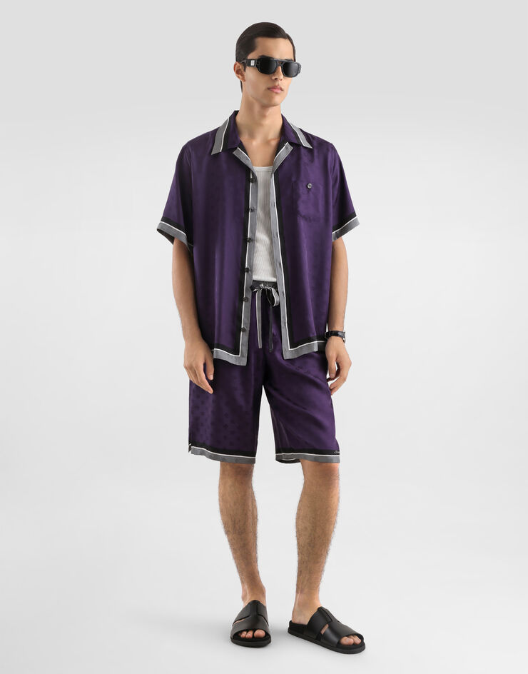 Dolce & Gabbana Logo and stripe-print hawaii twill shirt Multicolor G5JH9THI11S