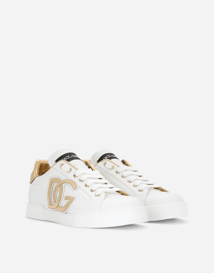 Dolce & Gabbana Calfskin Portofino sneakers with DG logo White CK1545AD780