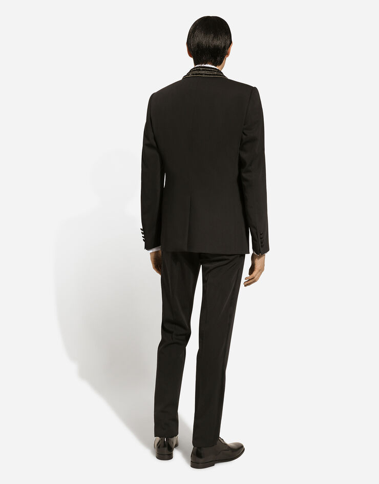 Dolce & Gabbana Veste droite à col châle brodé Noir G2TD7ZGH617