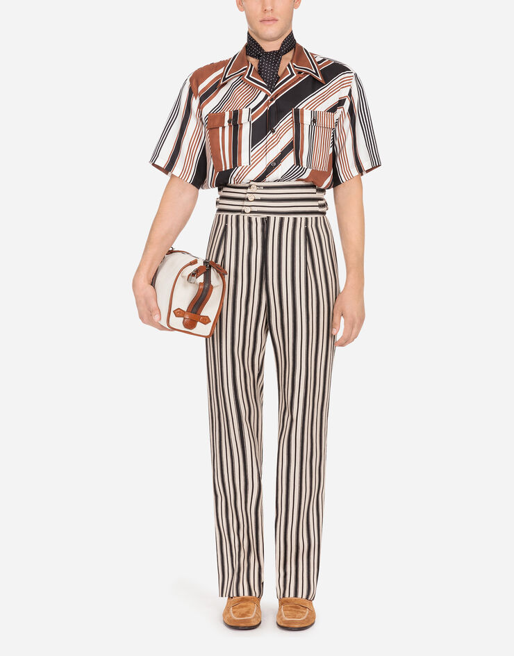 Dolce & Gabbana STRIPED PRINT COTTON PANTS MULTICOLOR GW8VHTFBMEP