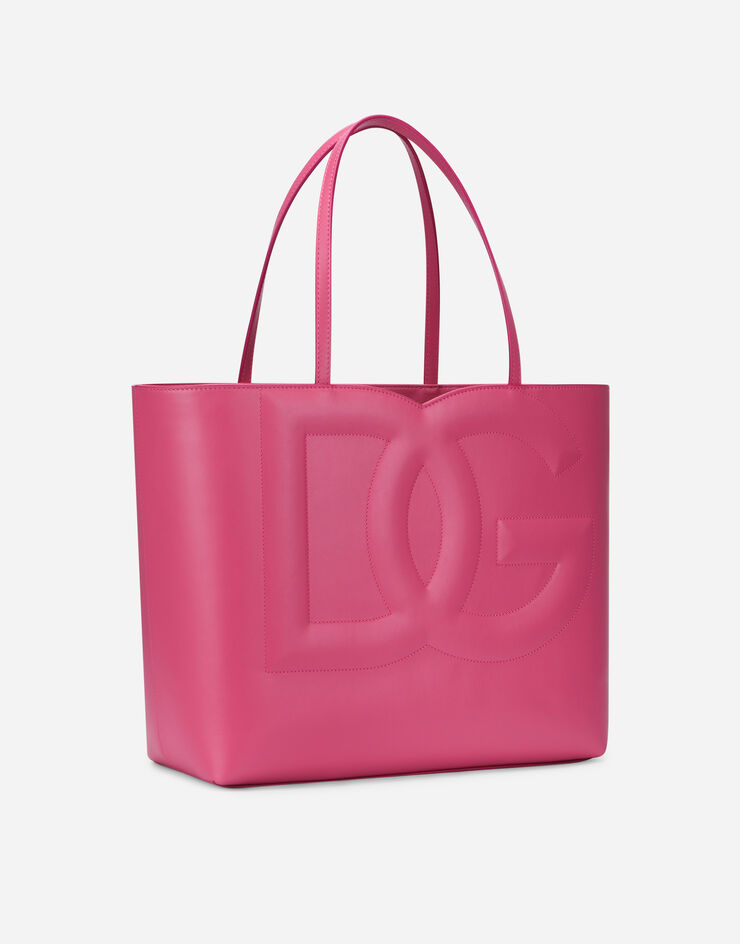 Dolce & Gabbana حقيبة تسوق متوسطة DG Logo Bag من جلد عجل أرجواني BB7338AW576