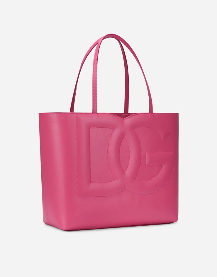 Dolce & Gabbana Borsa DG Logo Bag shopping media in pelle di vitello Lilla BB7338AW576