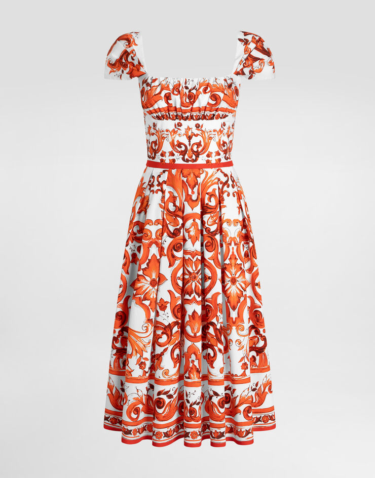Dolce & Gabbana Majolica-print poplin dress Dolce & Gabbana Majolica-print poplin dress Multicolor F6TVKTGDDRL