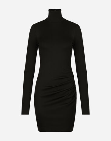 Dolce&Gabbana Short jersey Milano rib dress Black F6COJTFUGRC