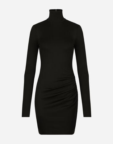 Dolce & Gabbana Short jersey Milano rib dress Black F6K2WTFURAG