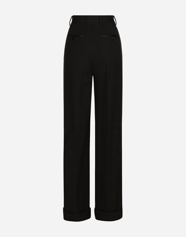 Dolce & Gabbana سروال جبردين من صوف جرسي أسود FTC32TFU28J