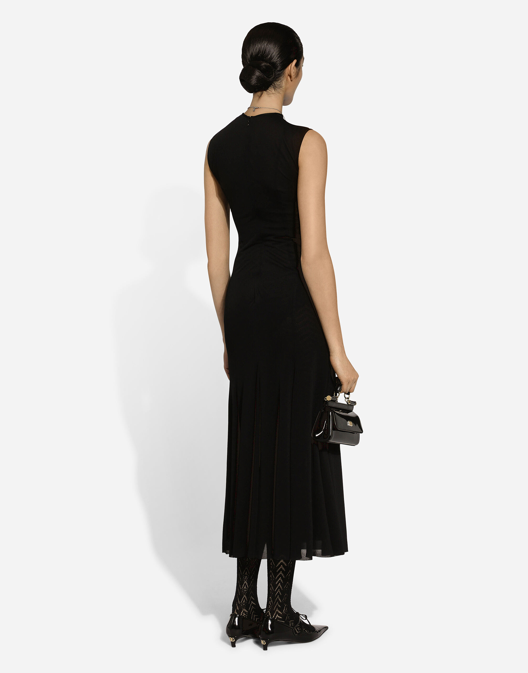 Light viscose jersey calf length dress in Black for Women Dolce Gabbana