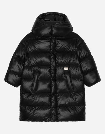 Dolce & Gabbana Dolce&Gabbanaロゴ＆ロゴプレート ナイロン ロング ダウンジャケット  Black L4JB4LG7N4I