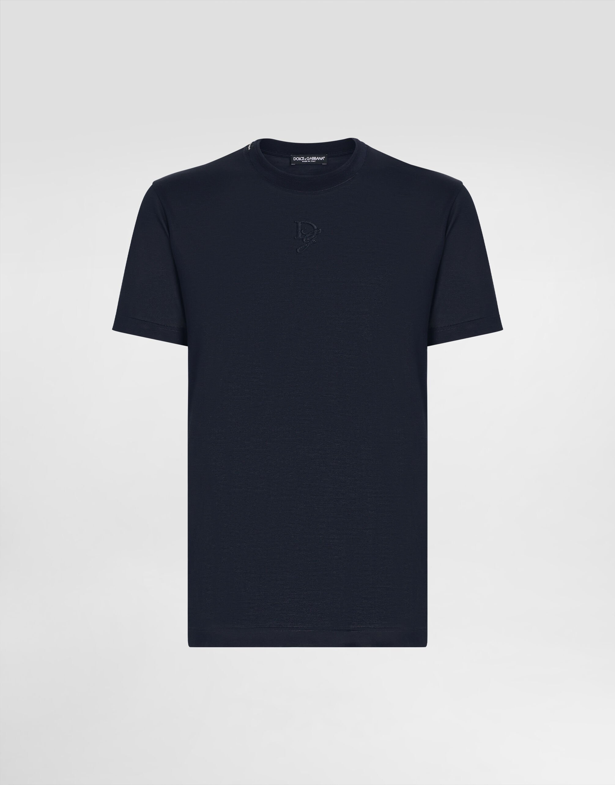 Silk T-shirt with logo in Grey for Men | Dolce&Gabbana®