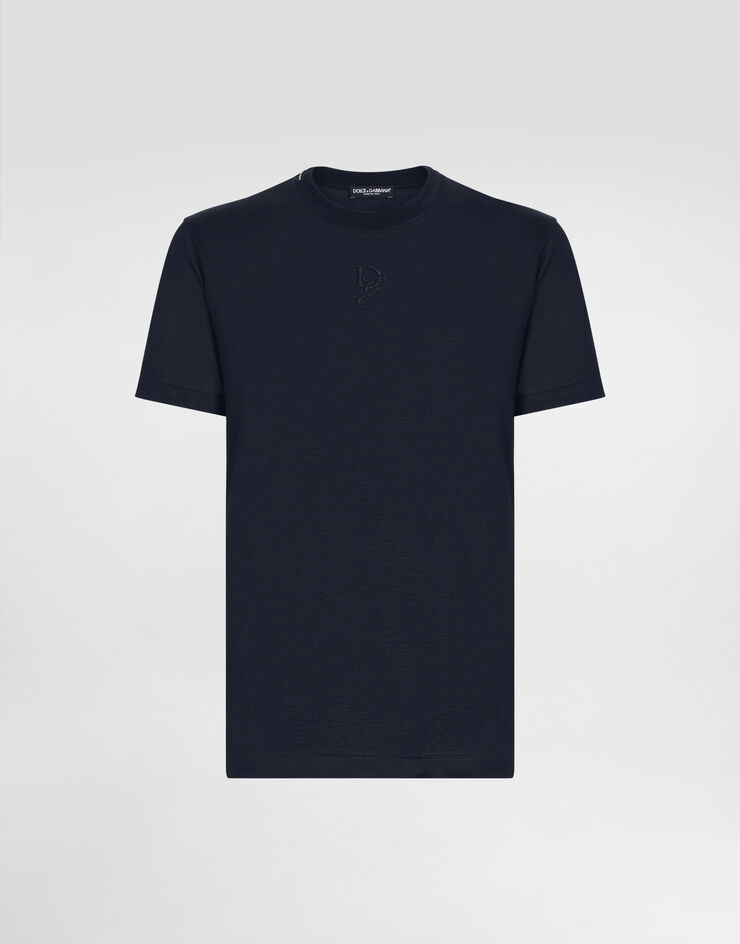 Dolce & Gabbana Silk T-shirt with logo Grey G8RN8ZFU75F