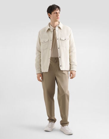 Dolce & Gabbana Plain velvet jacket with fur collar White G9BRETFUVLK