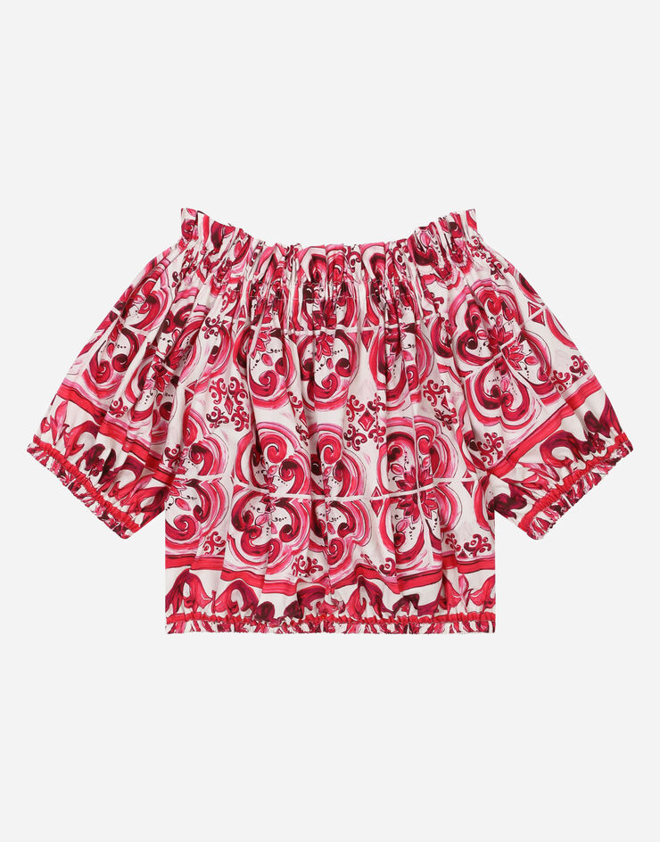 DolceGabbanaSpa Majolica-print poplin top Multicolor L55S67G7EY3