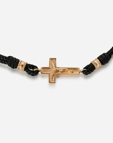 Dolce & Gabbana Sicily fabric bracelet with 18-karat yellow gold cross Gold WBLS2GWYE01