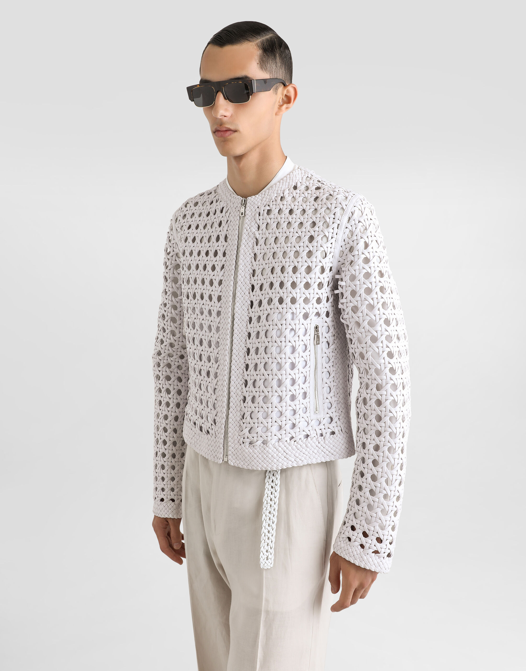 Woven nappa leather jacket in White for Men | Dolce&Gabbana® US