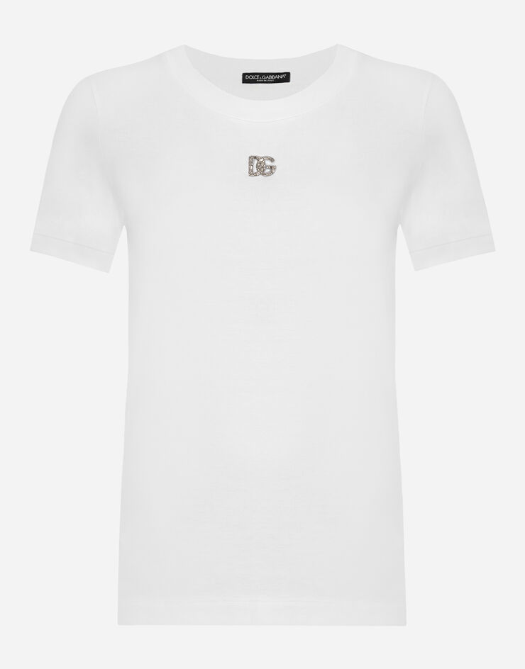 Dolce & Gabbana T-shirt en coton à logo DG Crystal Blanc F8U08ZG7B3U