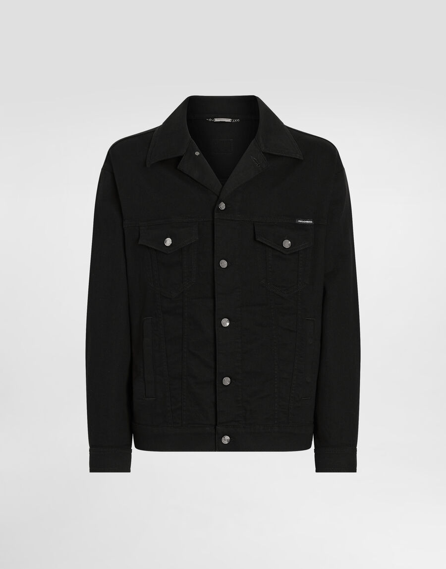 Black wash stretch denim jacket