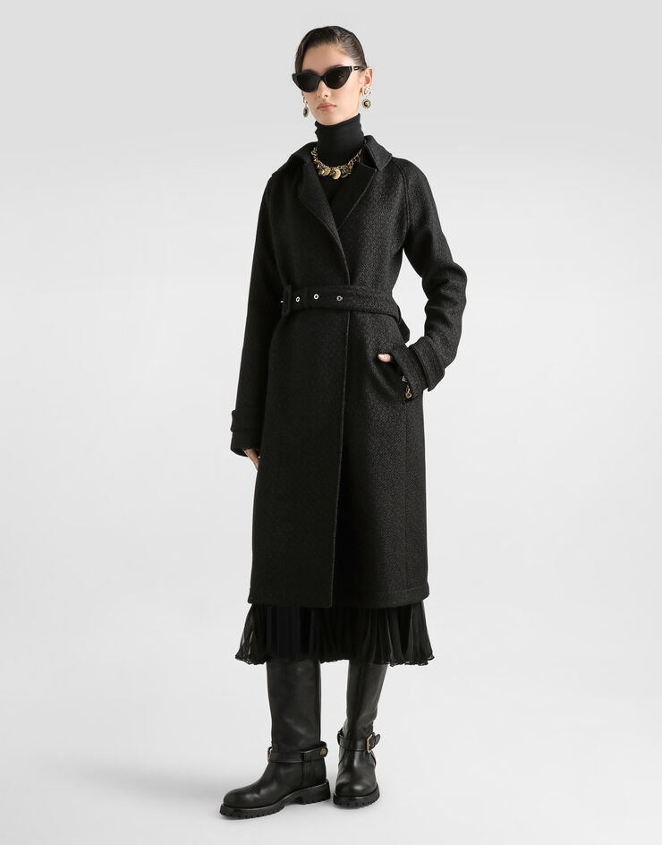 Dolce & Gabbana Langer Rock aus plissiertem Chiffon Schwarz F4BCITFUSNW