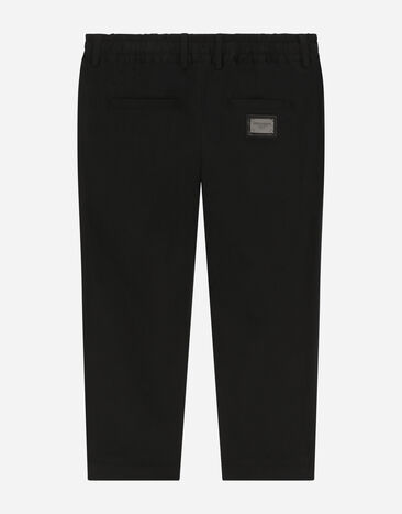 Dolce & Gabbana Stretch poplin pants with logo tag Black L43P32FUFIP