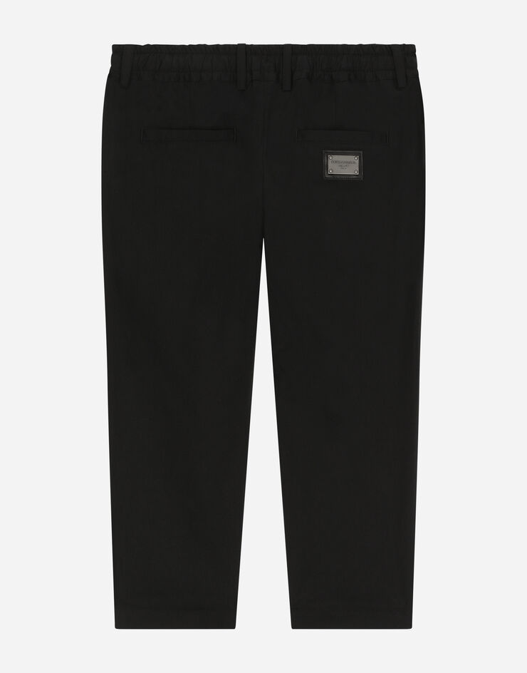 Dolce & Gabbana Stretch poplin pants with logo tag Black L43P32FUFIP