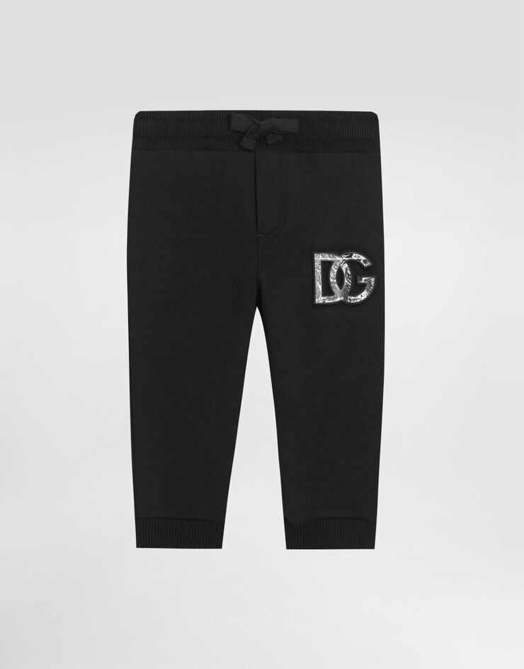Dolce & Gabbana fleece trousers with DG majolica-print embossed logo Black L1JPJTG7PEM