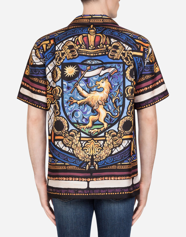Dolce & Gabbana SILK HAWAII SHIRT WITH JULIUS CESAR PRINT MULTICOLORE G5FX9TFI1K5