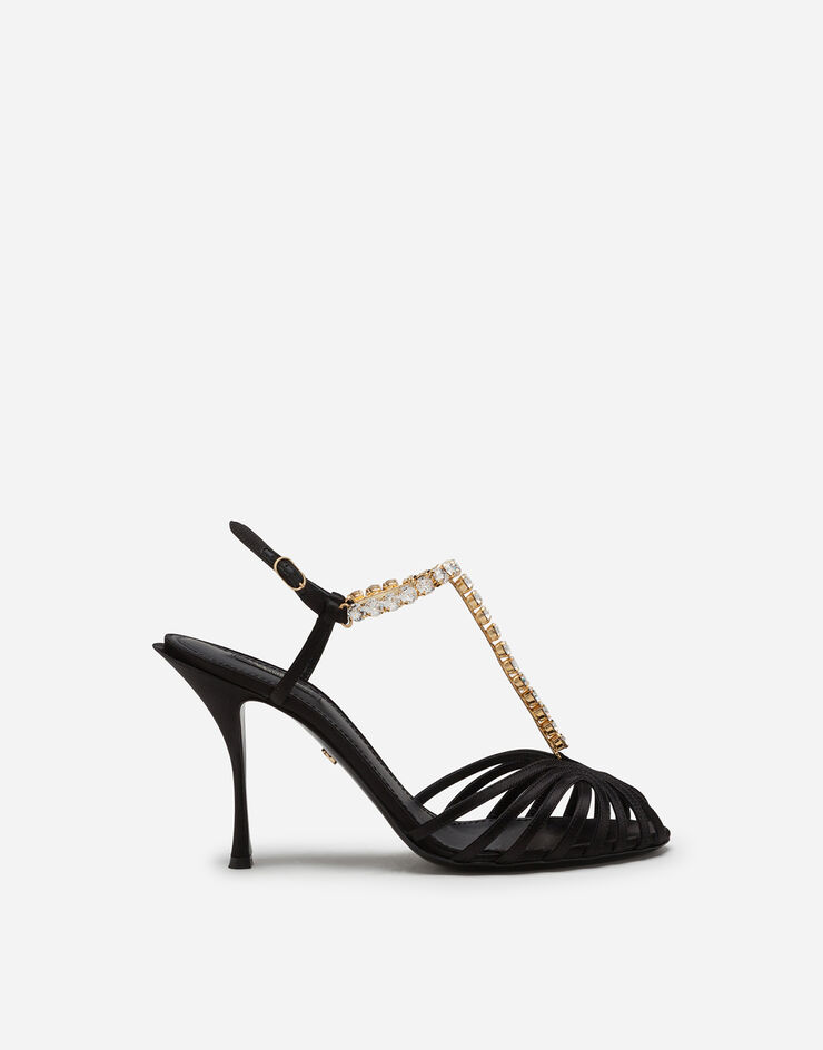 Dolce & Gabbana Satin sandals with jewel application NOIR CR0963A7630