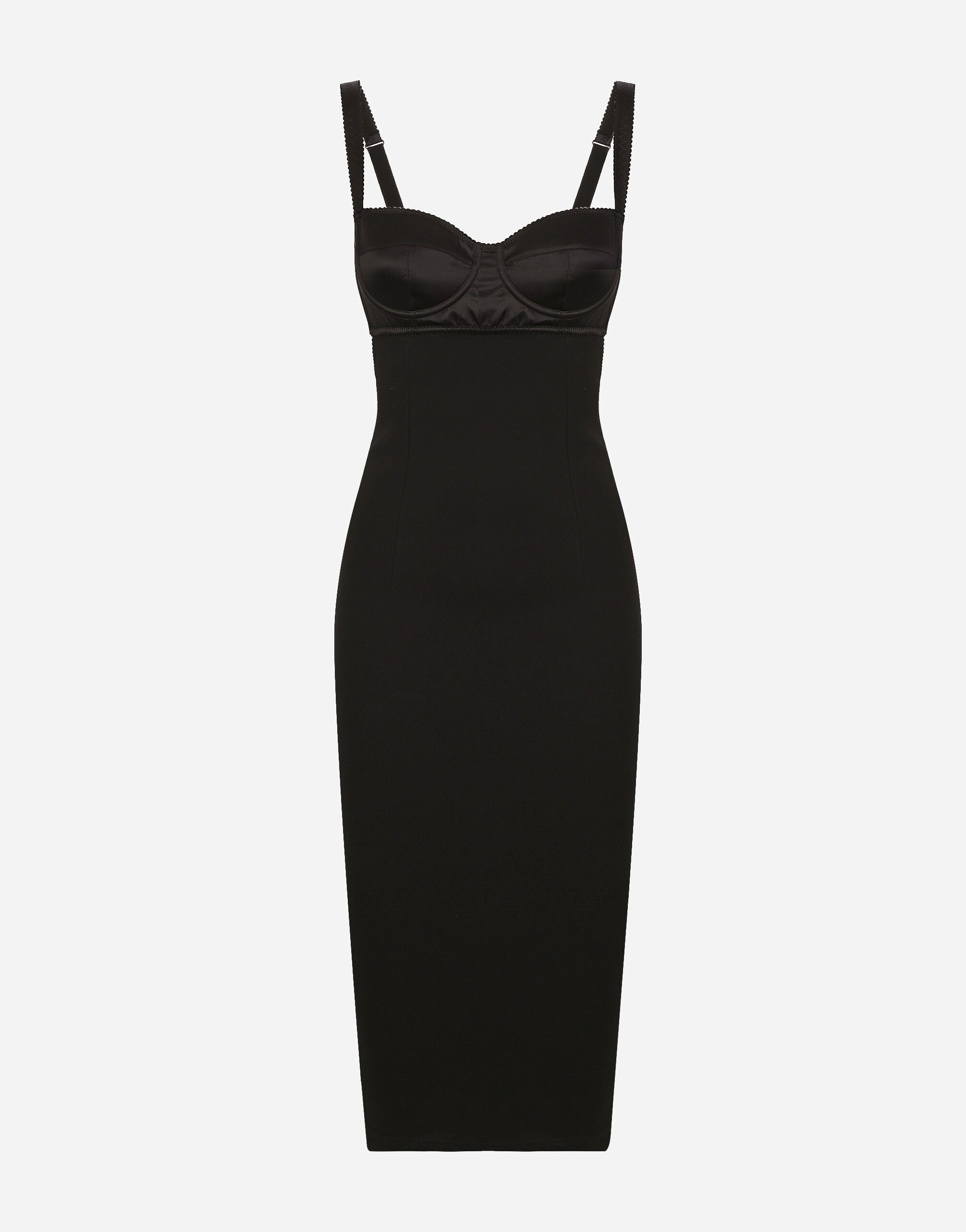 Dolce & Gabbana Longuette-Kleid aus Jersey mit Bustier-Top in BH-Optik Drucken F6GADTHS1KD