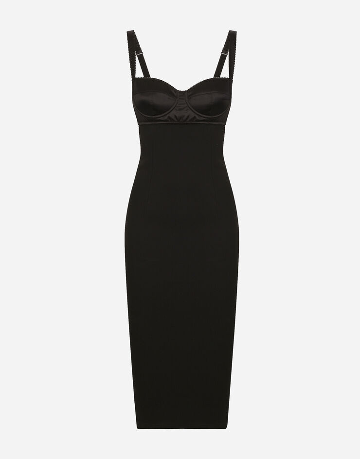 Jersey midi dress with corset-style bra top