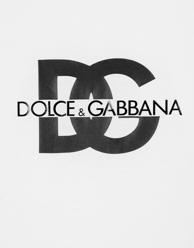 Dolce & Gabbana تيشيرت بأكمام قصيرة وطبعة شعار DG أبيض G8PN9TG7M1C