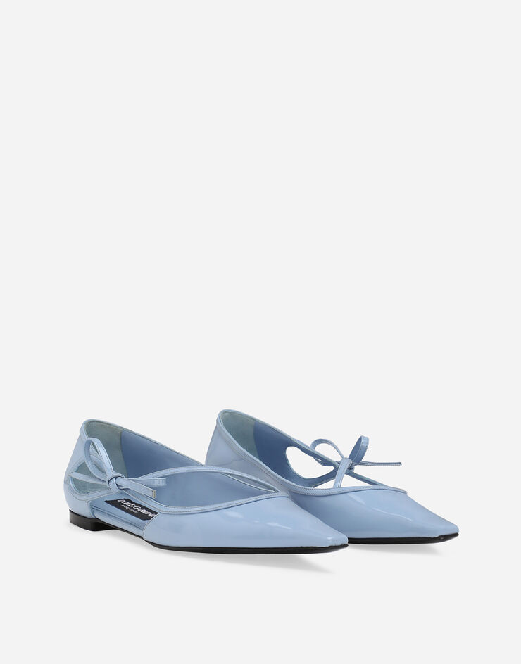 Dolce & Gabbana حذاء باليرينا من جلد عجل مصقول أزرق فاتح CB0217A1037