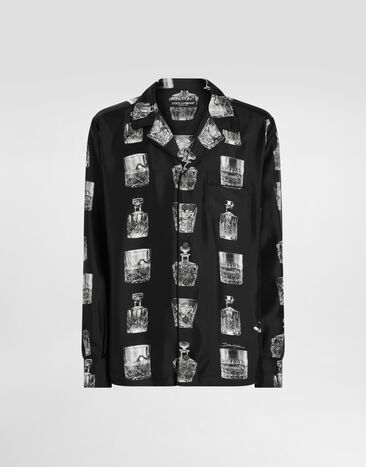 Dolce & Gabbana Chemise en soie à imprimé liqueurs Imprimé G5IF1THI1V0