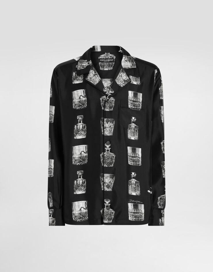 Dolce & Gabbana قميص حرير بطبعة مشروب مطبعة G5IF1THI1V0