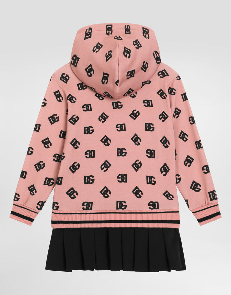 Dolce & Gabbana Robe molletonnée en interlock à imprimé logo DG Rose L5JD9OG7N9P