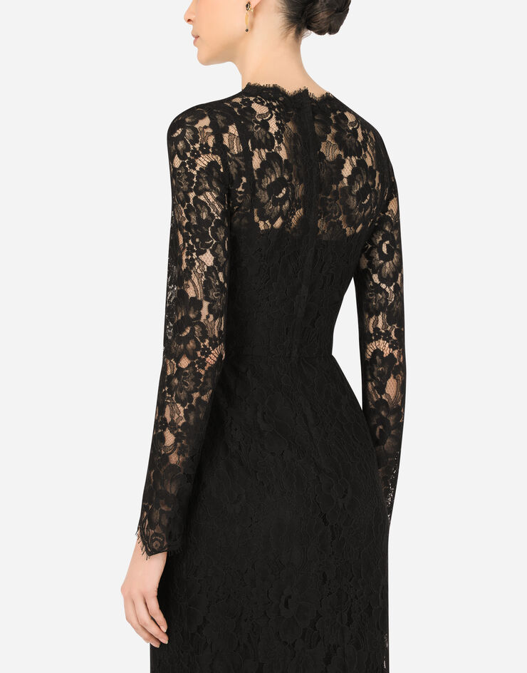 Dolce & Gabbana Galloon lace calf-length wrap dress 黑 F6G8GTFLMSC