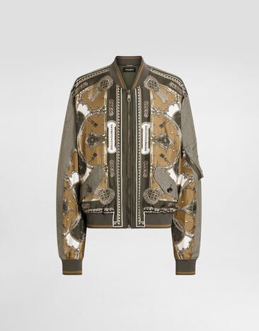 Dolce & Gabbana Cargo-print oversized twill bomber jacket Multicolor G9CBBTHI12D