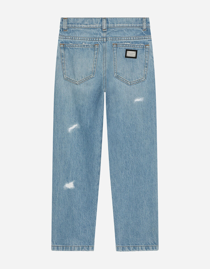 Dolce & Gabbana 5-pocket denim jeans with logo tag Blue L42F44LDB88