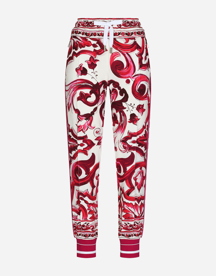 Dolce&Gabbana Pantalon de jogging en cady à imprimé majoliques Multicolore FTCX2TFPIAI