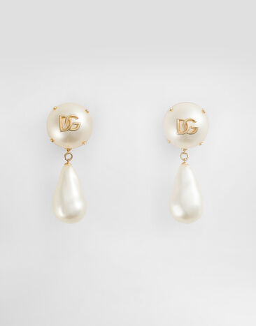 Dolce & Gabbana Серьги с каплевидной подвеской и логотипом DG белый WER2E3W1111