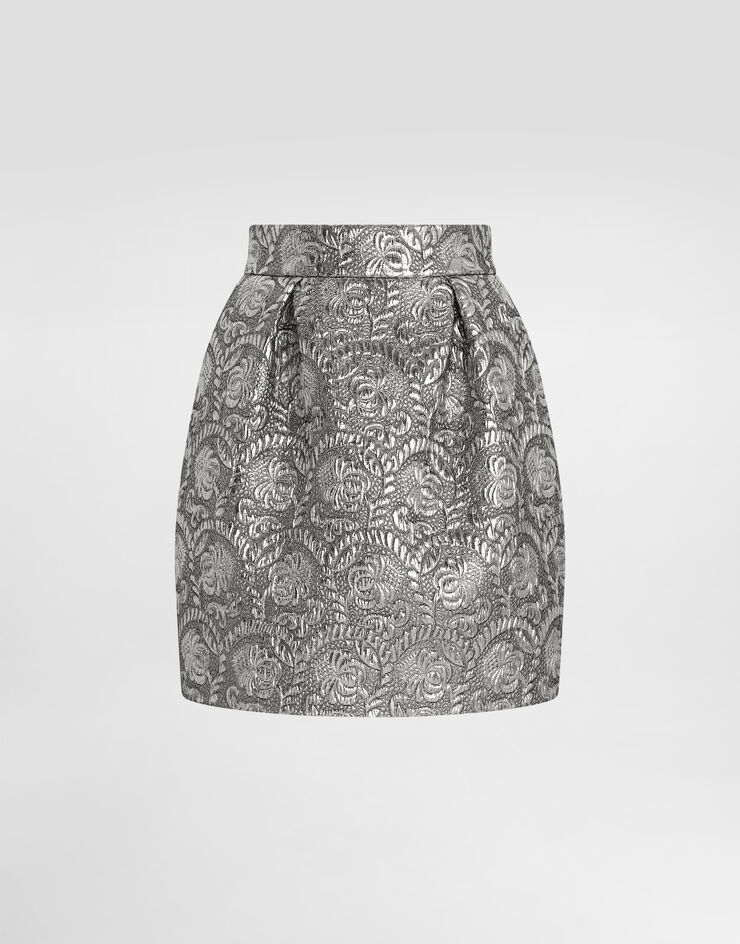 Dolce & Gabbana Minigonna in jacquard lamé floreale Argento F4C1KTFJMZ3