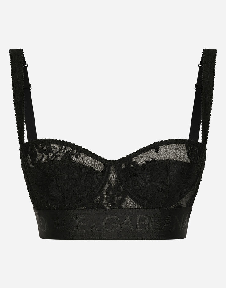 Lace balconette bra in Black for