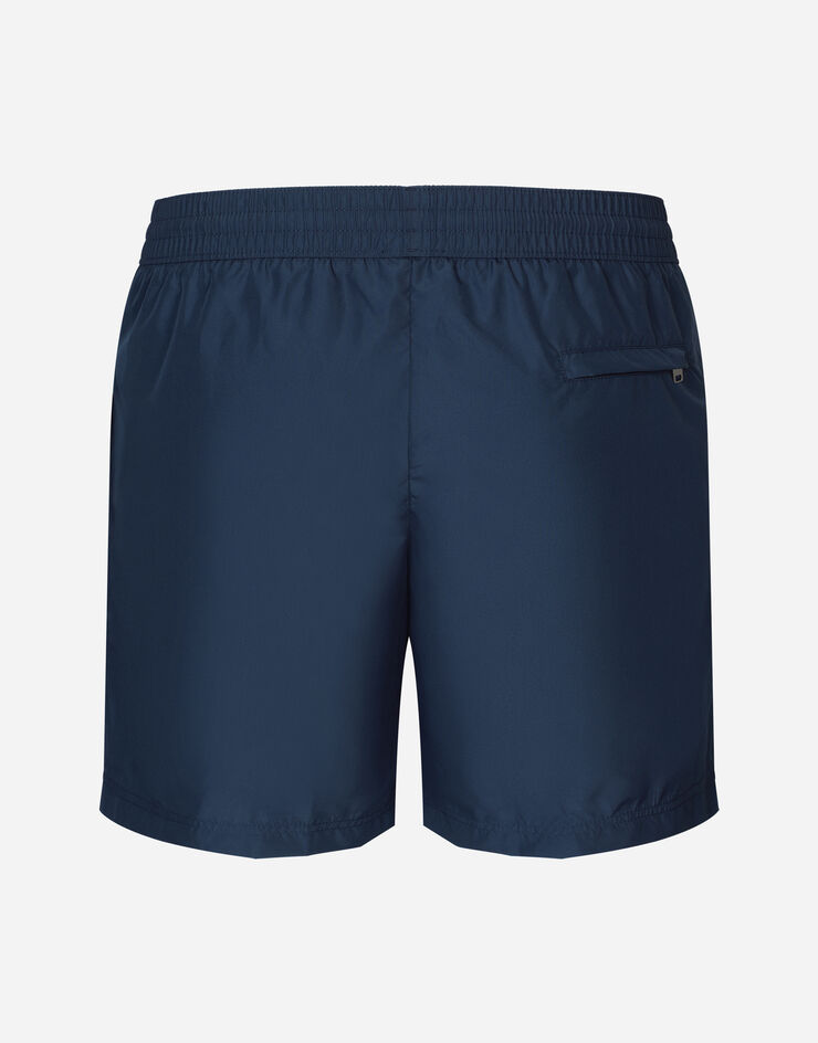 Dolce & Gabbana Boxer da mare lungo con placca logata Blue M4E50TFUSFW