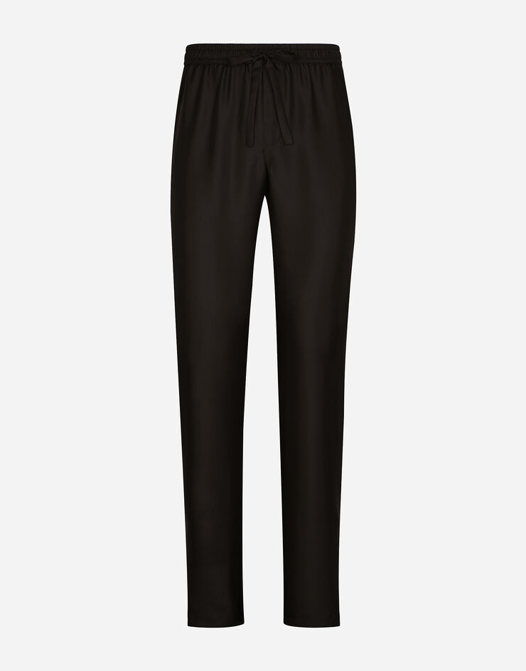 Dolce & Gabbana Silk jogging pants with DG embroidered patch Black GVCRAZGF856