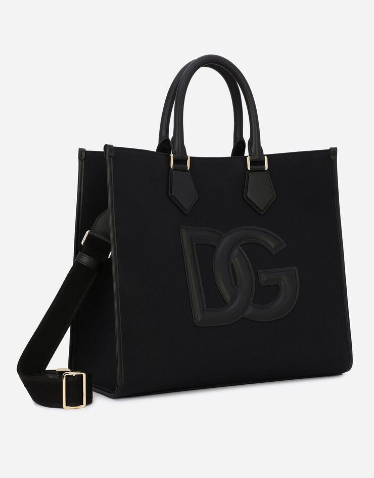 Dolce & Gabbana Shopper aus Canvas mit Details aus Kalbsnappaleder Schwarz BM1796AA451